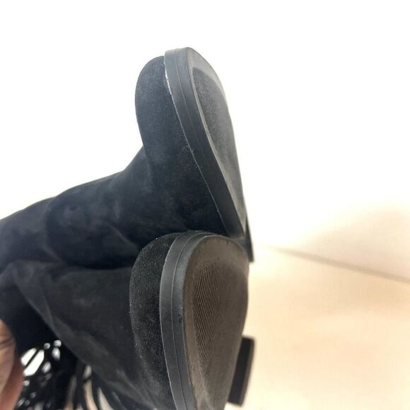 Madden Girl Black Suede Fringe Ankle Boots Women's Size 7.5B Heeled Boots Shaare - Picture 6 of 12